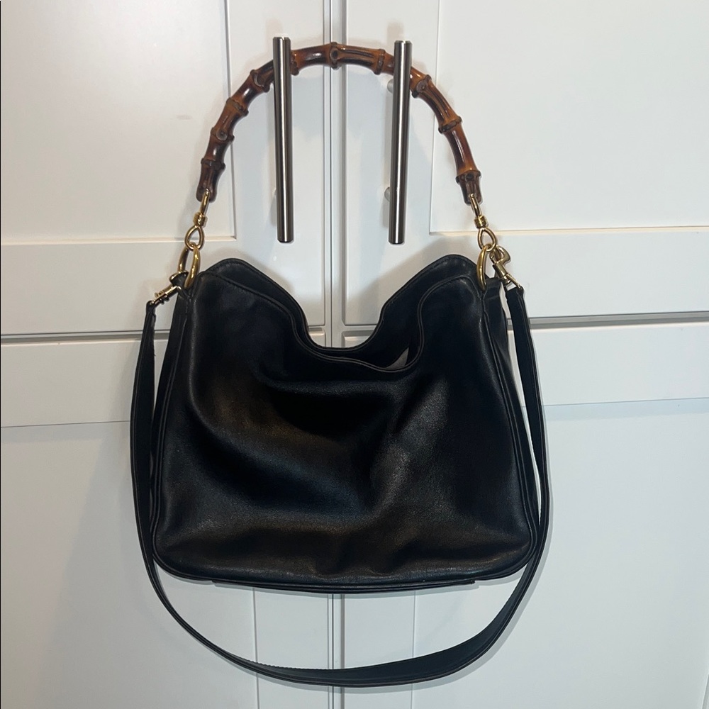 🔥 Vintage Gucci Diana Black Leather w/ Iconic Bamboo Handle